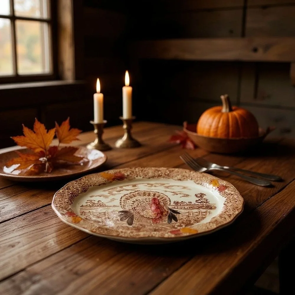 Stone King Tom Turkey Serving Platter Oval American Tradition Thanksgiving Decor